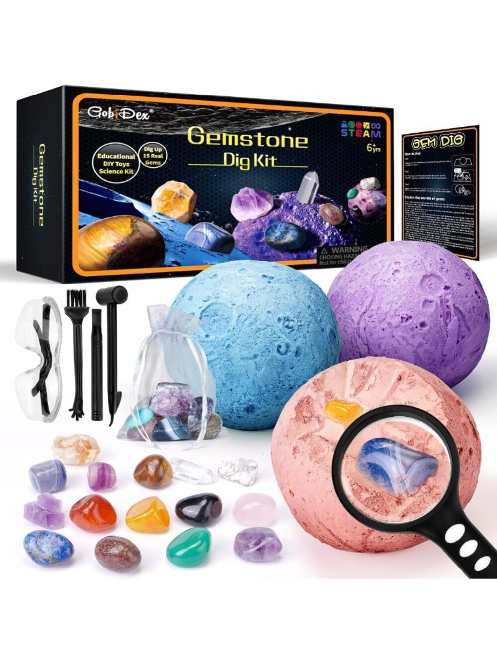 Gemstone Dig Kit for Kids 6+, Space Science Exploration, STEM Learning Activity